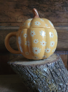 Mug citrouille fleur avec couvercle