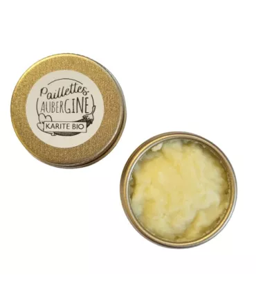 Beurre de karité bio brut 10ml base paillettes - Savonnerie Aubergine